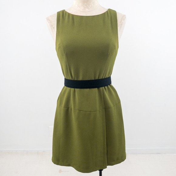 Nicole Miller M Vintage 90s Crepe Mini Dress Green - Picture 5 of 9